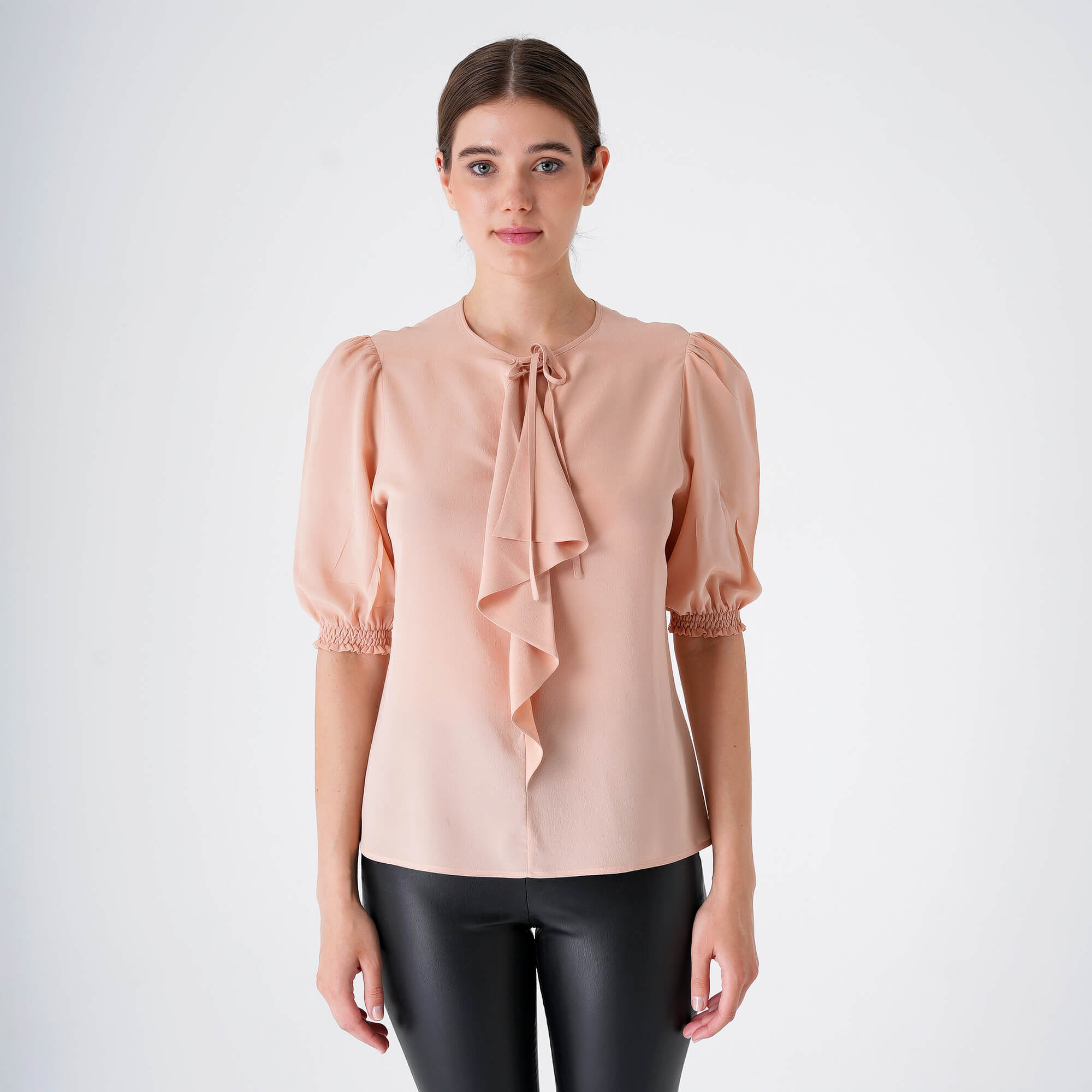 Etro - Soft Pink Ruffle&Half Sleeve Silk Blousse